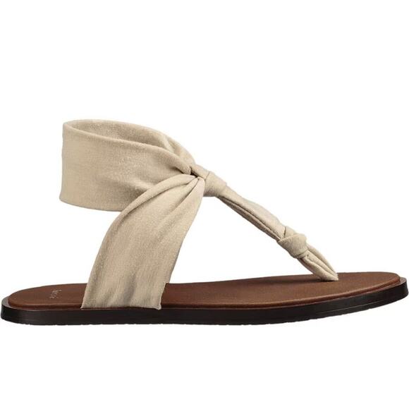 Sanuk Sz 10 Yoga Sling Ella Natural Tan Womens Sandal New Minamalist Solid Sole - Picture 1 of 4
